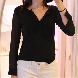 Sheer Sleeve Button Down